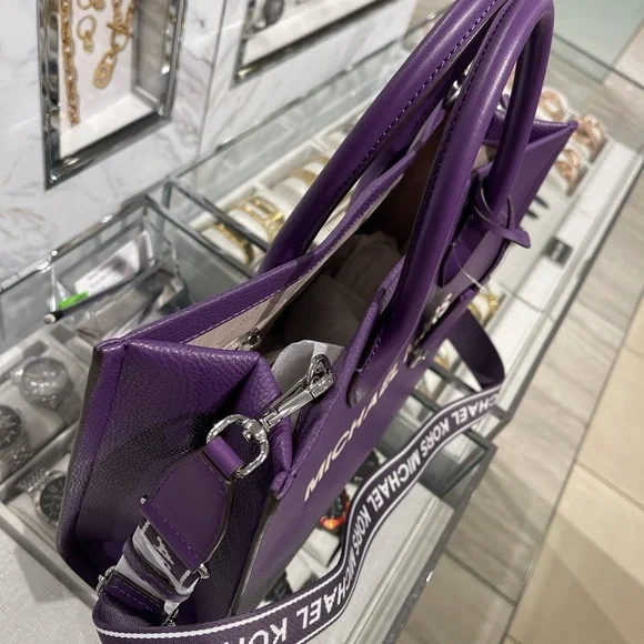 MICHAEL KORS Mirella Medium Pebbled Leather Tote Bag
Dark Purple 
NWT - Picture 15 of 16